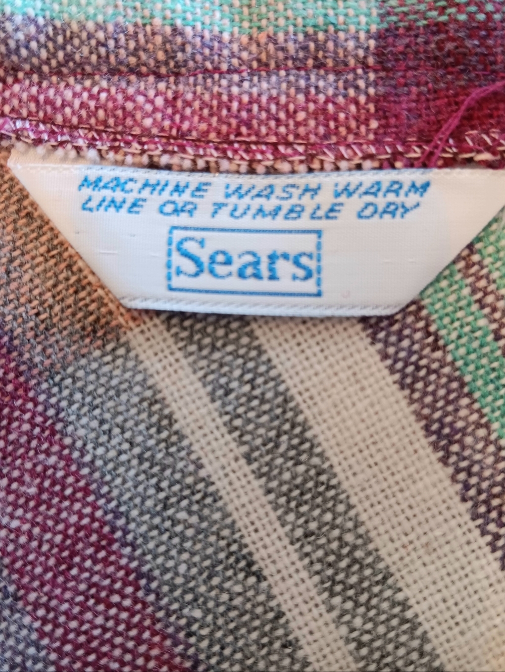 Sears Vintage Maroon & Pink Wool Plaid Midi Skirt A-line Union Made USA Academia - Picture 6 of 10